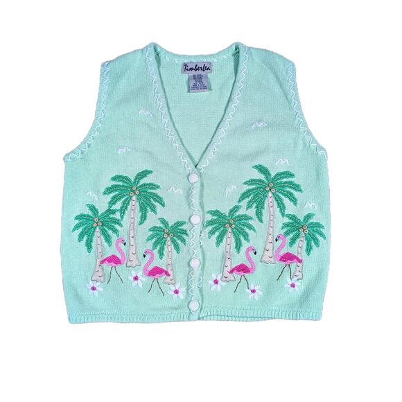 TIMBERLEA FLAMINGO EMBROIDERED SWEATER VEST - Picture 1 of 6